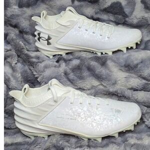 New Under Armour Blur Smoke Suede 2.0 MC Football‎ Cleats White Silver SZ 8